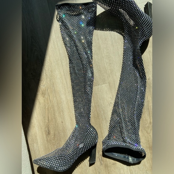 Steve Madden over the knee rhinestone boots size 10 - Picture 2 of 3